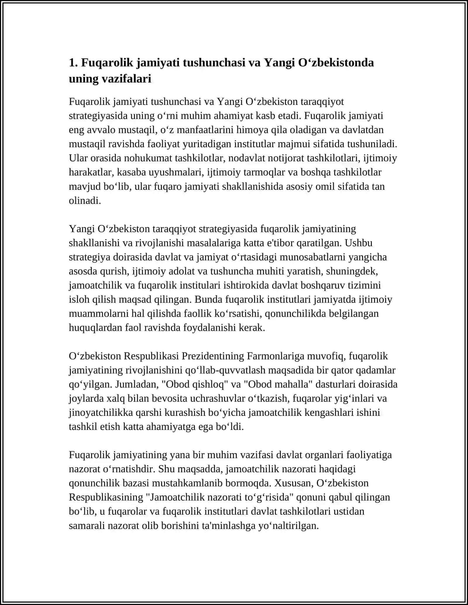 YANGI O‘ZBEKISTON TARAQQIYOT STRATEGIYASIDA FUQAROLIK JAMIYATINI SHAKLLANTIRISH MASALALARI 4