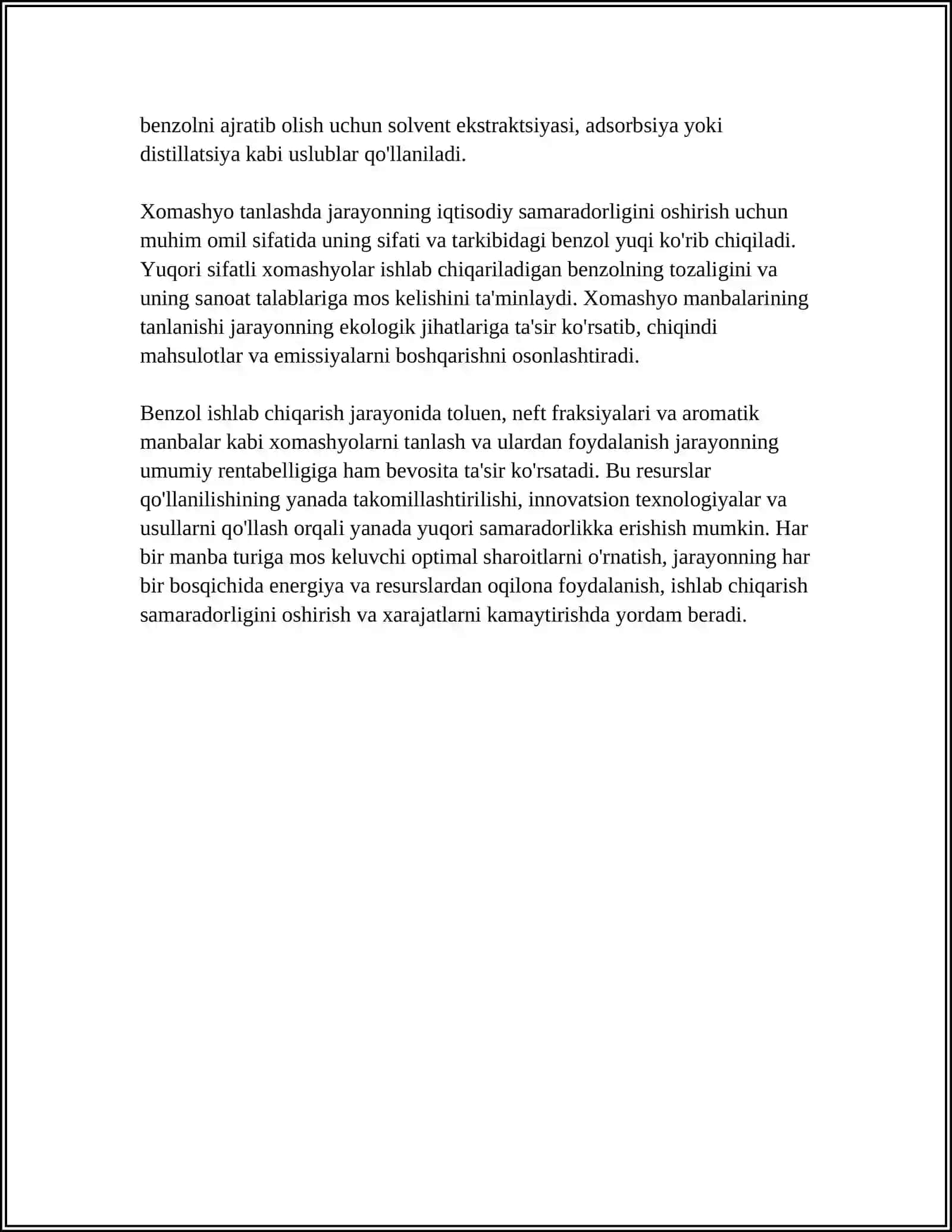 BENZOL ISHLAB CHIQARISH JARAYONINING TEXNOLOGIK SXEMASI 4
