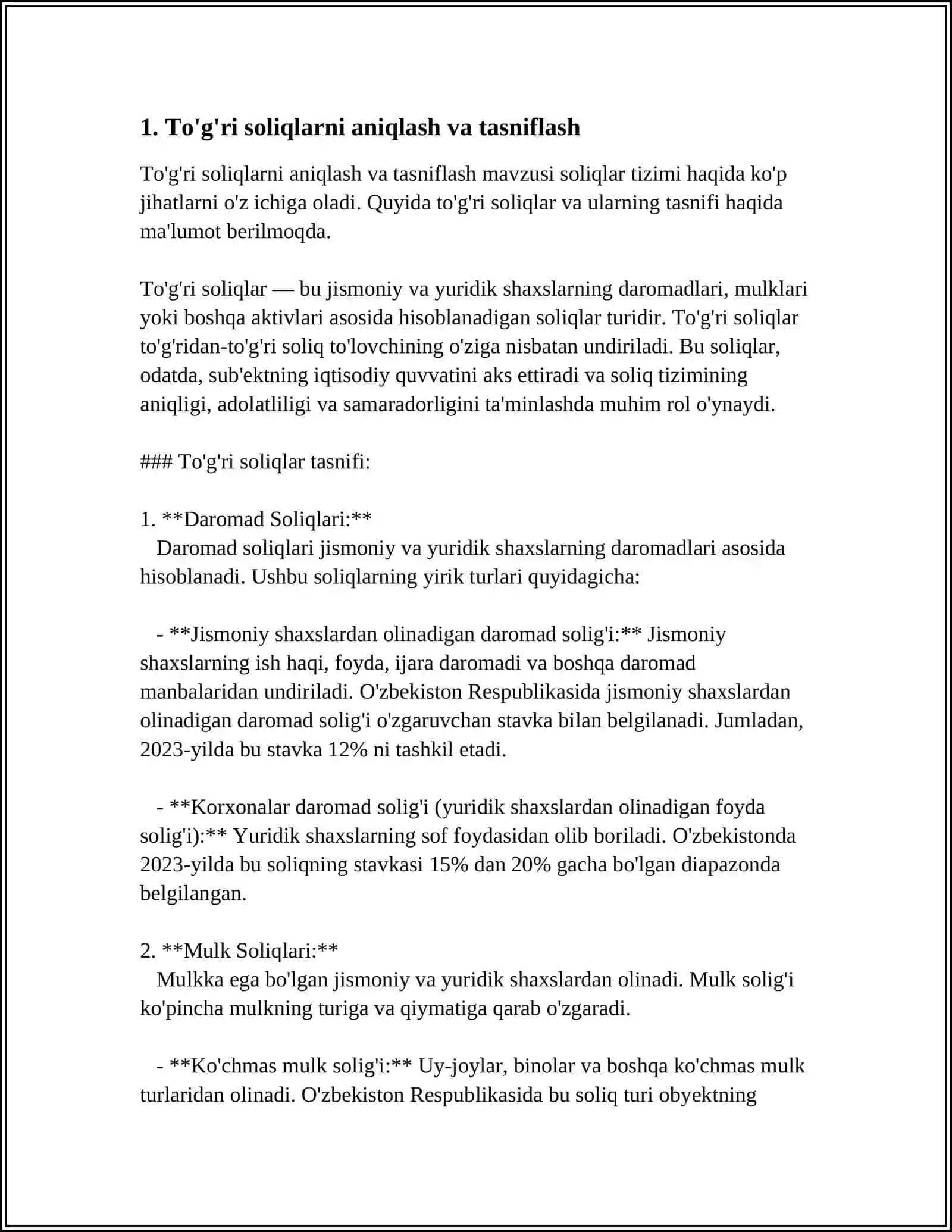 To'g'ri soliqlarni aniqlash va tasniflash 4