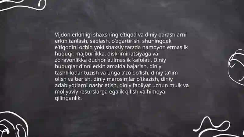 Vijdon erkinligi va diniy tashkilotlar to'g'risida 4