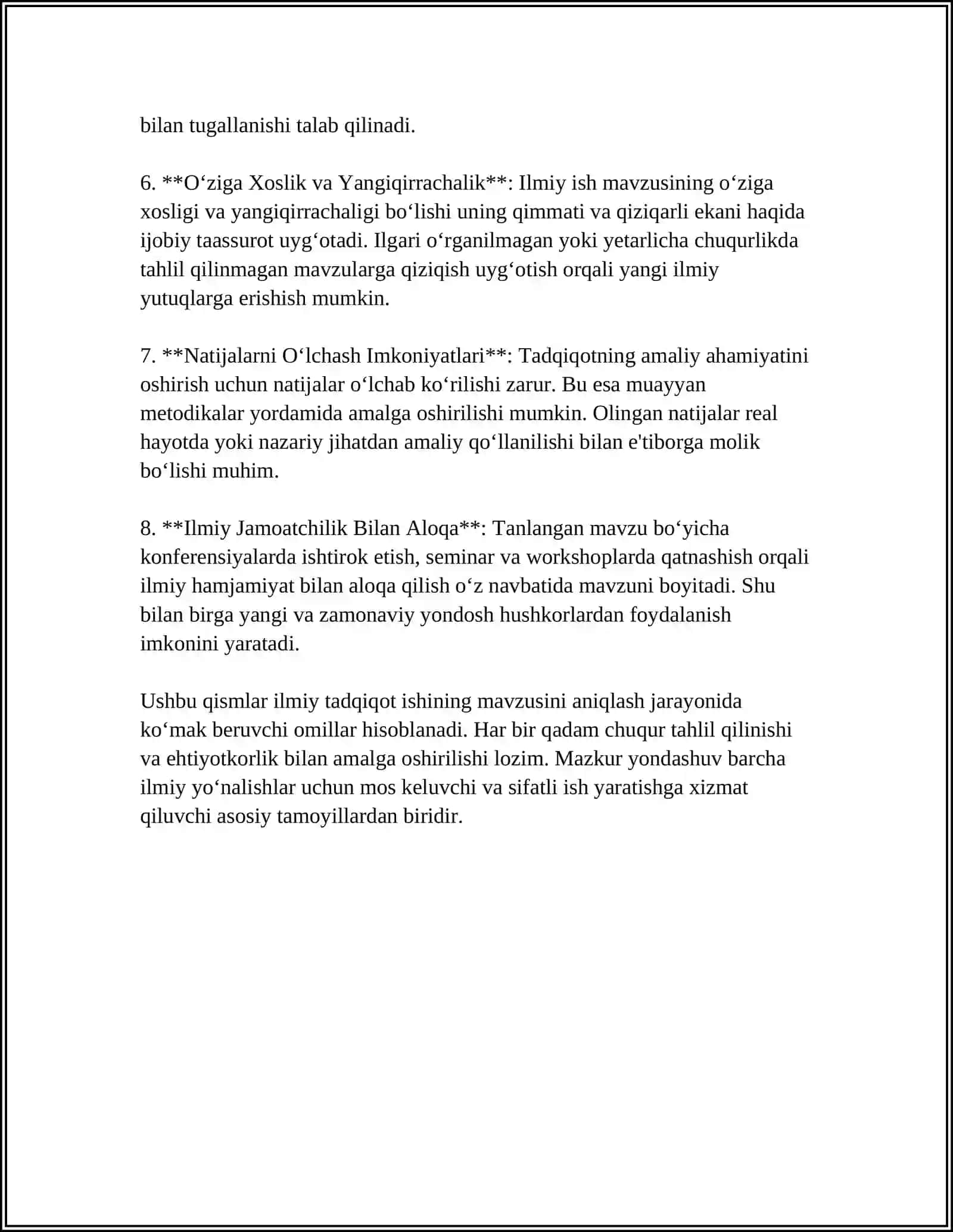ILMIY TADQIQOT ISHINING TARKIBIY QISMLARINI YOZISH VA RASMIYLASHTIRISH YO‘LLARI 4