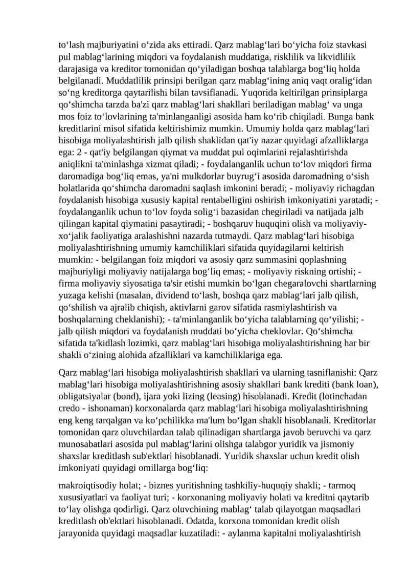Qarz mablag’lari hisobiga moliyalashtirish 4