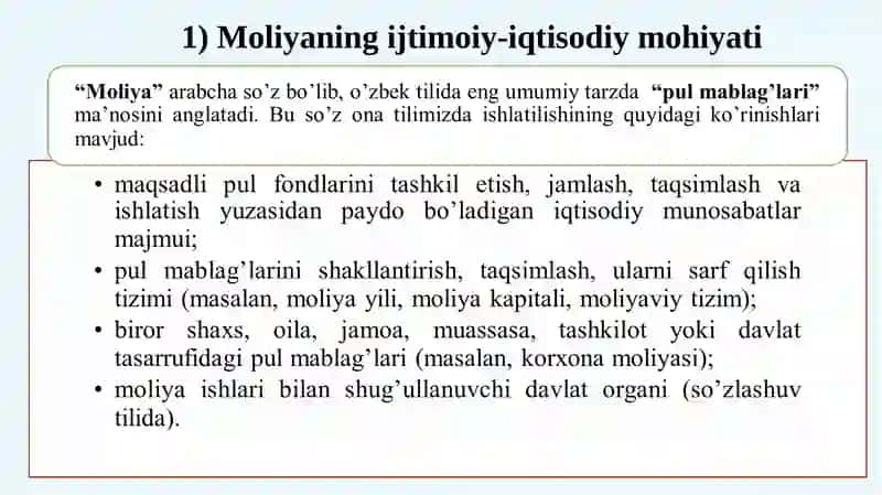 Zamonaviy moliyaning mazmun-mohiyati va uni o‘rganishning obyektiv zarurligi 4