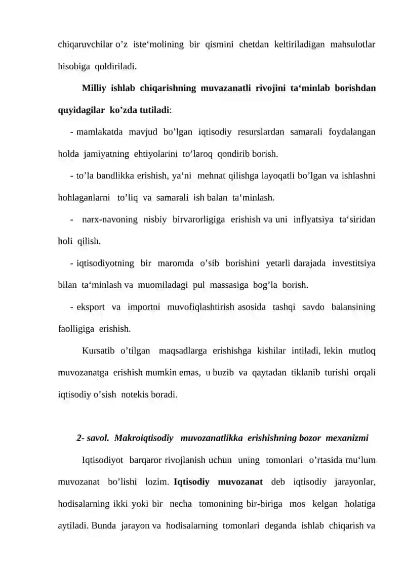 Milliy iqtisodiyotning muvozanati va mutanosibli rivojlanishi 4