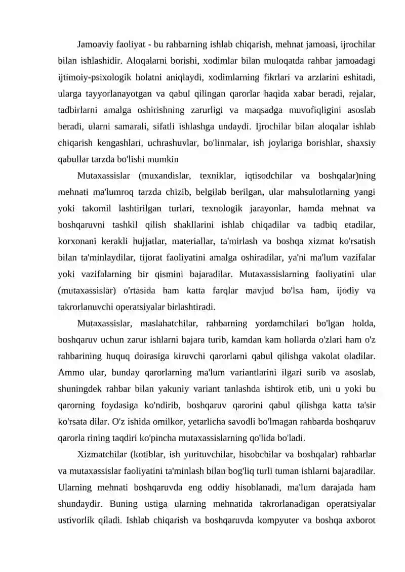Boshqaruv personali muxnatning tashkil etish xususiyatlari 4