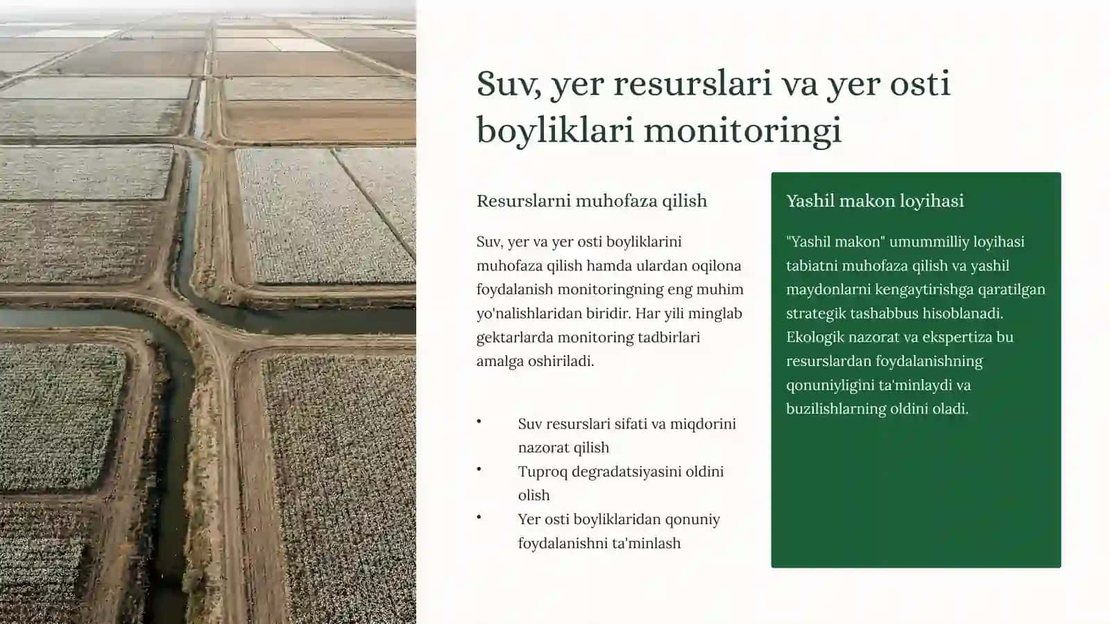 Ekologik monitoring va tabiiy resurslardan foydalanish:O'zbekistontajribasi 4