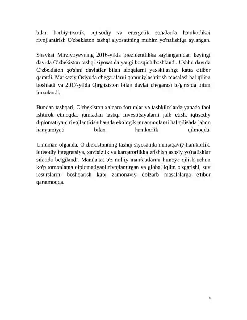 O'ZBEKISTON RESPUBLIKASIDA FOAL TASHQI SIYOSATINING YANGI BOSQICHI 2025-2026 4