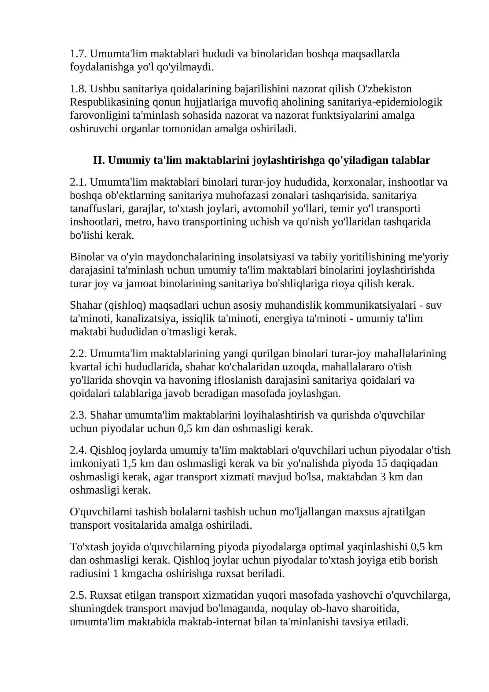 SanPiN № 0341-16. Umumta'lim maktablarida ta'limni tashkil etish shartlari va sharoitlariga qo'yiladigan sanitariya-epidemiologik talablar 4