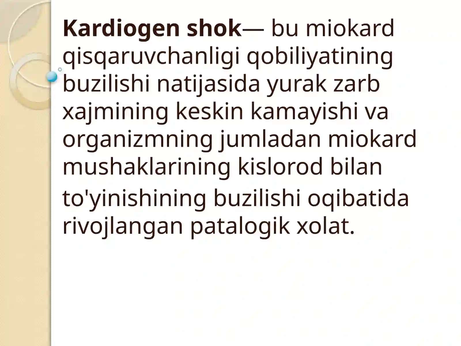 Kardiogen shok klinikasi va  davo choralari 4