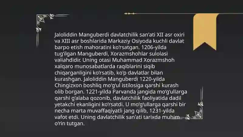 Jaloliddin Manguberdi vatan himoyachisi 4