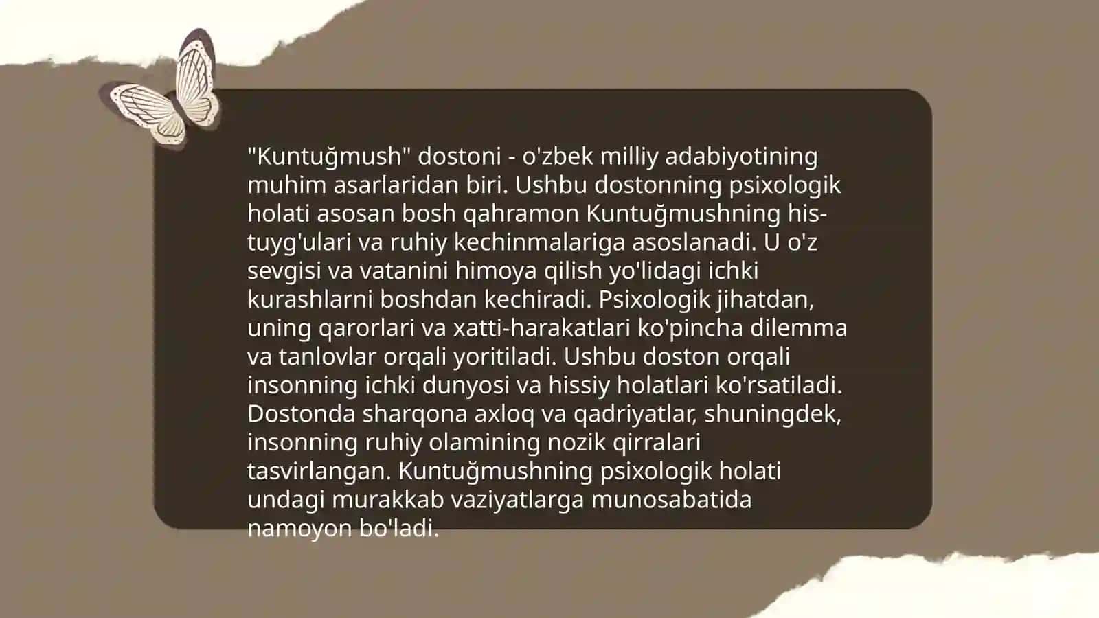 Kuntuğmush dostonida psixologik holatning ifoda etilishi 4