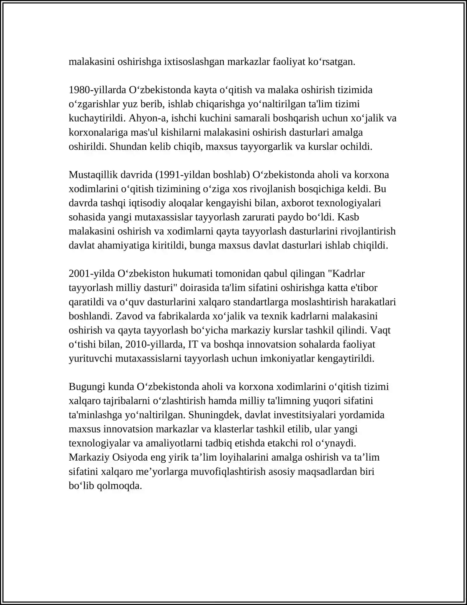 AHOLI VA KORXONA XODIMLARINI OʻQITISH TIZIMINI TAHLILI 4