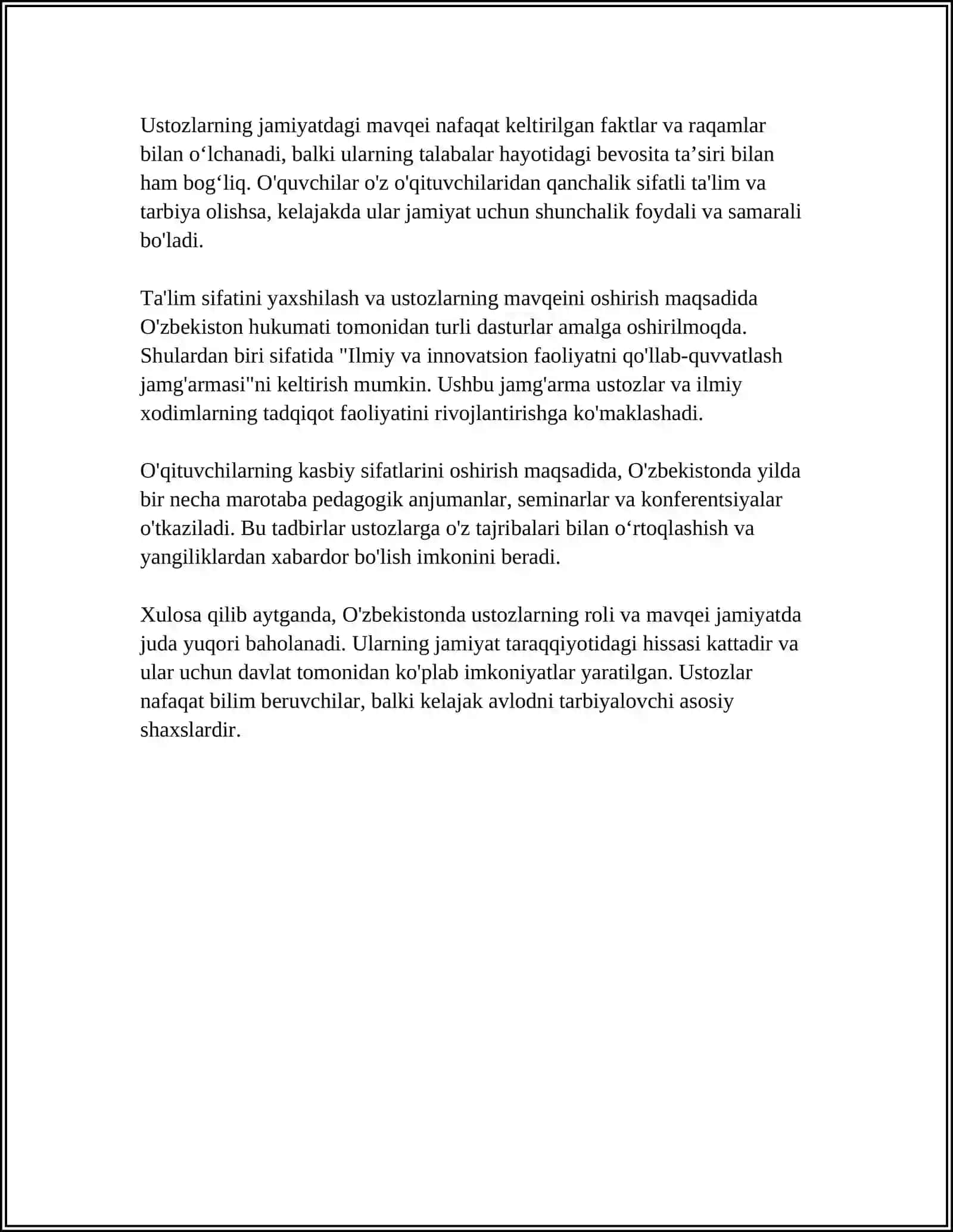 MUSLIHIDDIN SA'DIY SHEROZIYNING-GULISTON ASARIDA USTOZ VA SHOGIRD HAQIDAGI 4