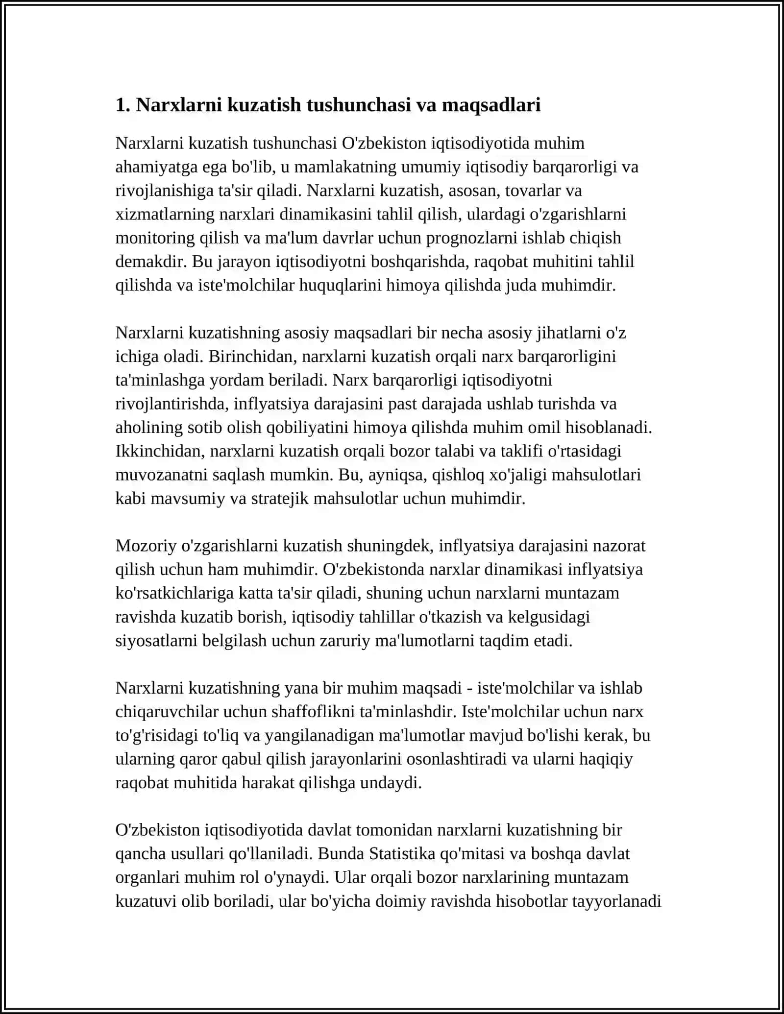 O'ZBEKISTONDA NARXLARNING KUZATISH USULLARI VA UNING AMALGA OSHIRILISHI 4