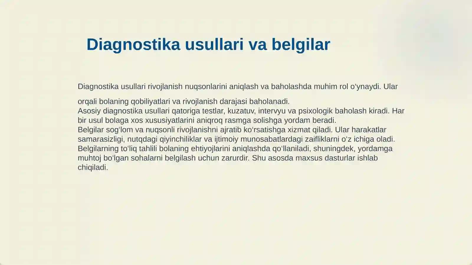 ALOHIDA YORDAMGA MUHTOJ BOLALARDA RIVOJLANISHDAGI NUQSONINING CHUQURLIGI VA TUZILISHIGA QARAB INKLYUZIYA 4