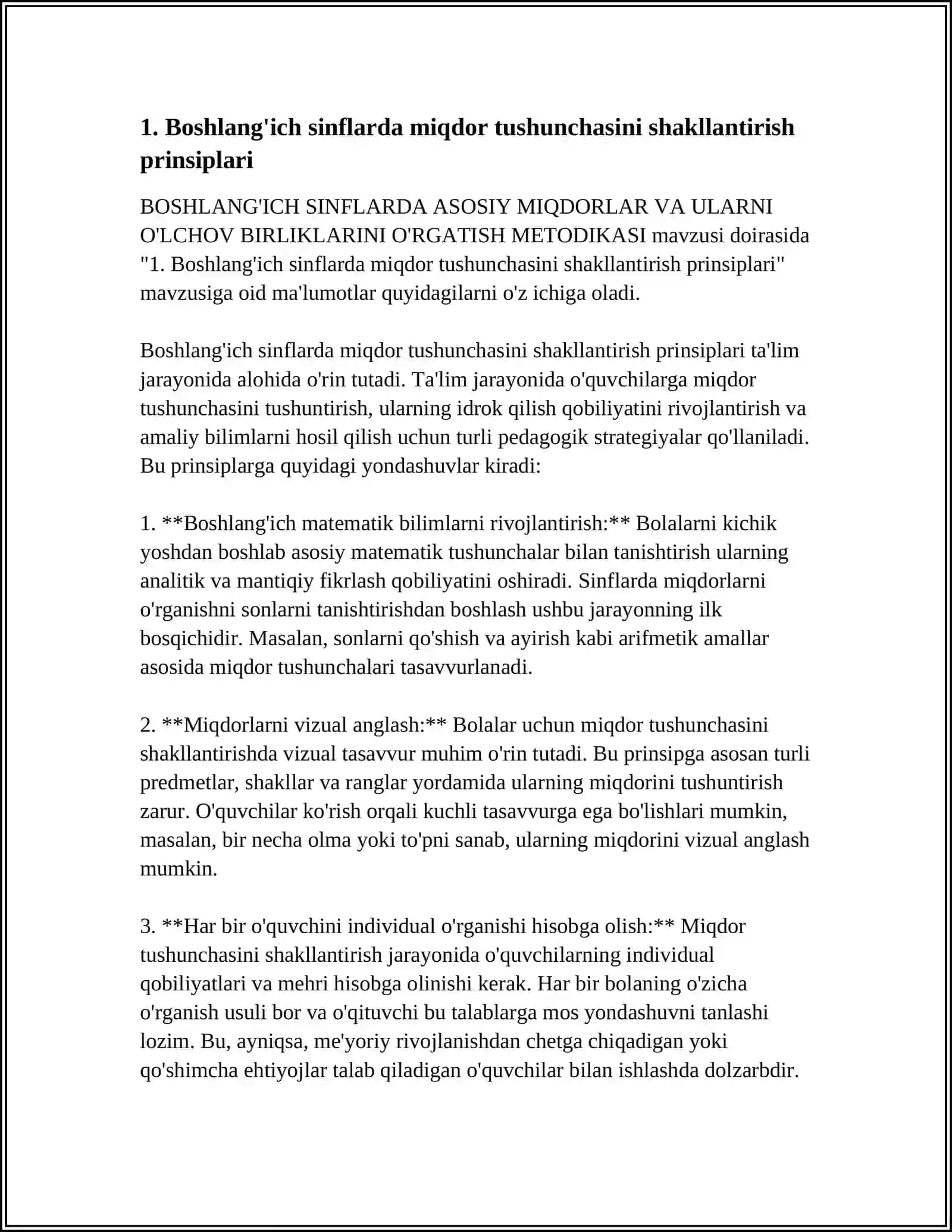 Boshlang'ich sinflarda asosiy miqdorlar va ularni o'lchov birliklarini o'rgatish metodikasi 4