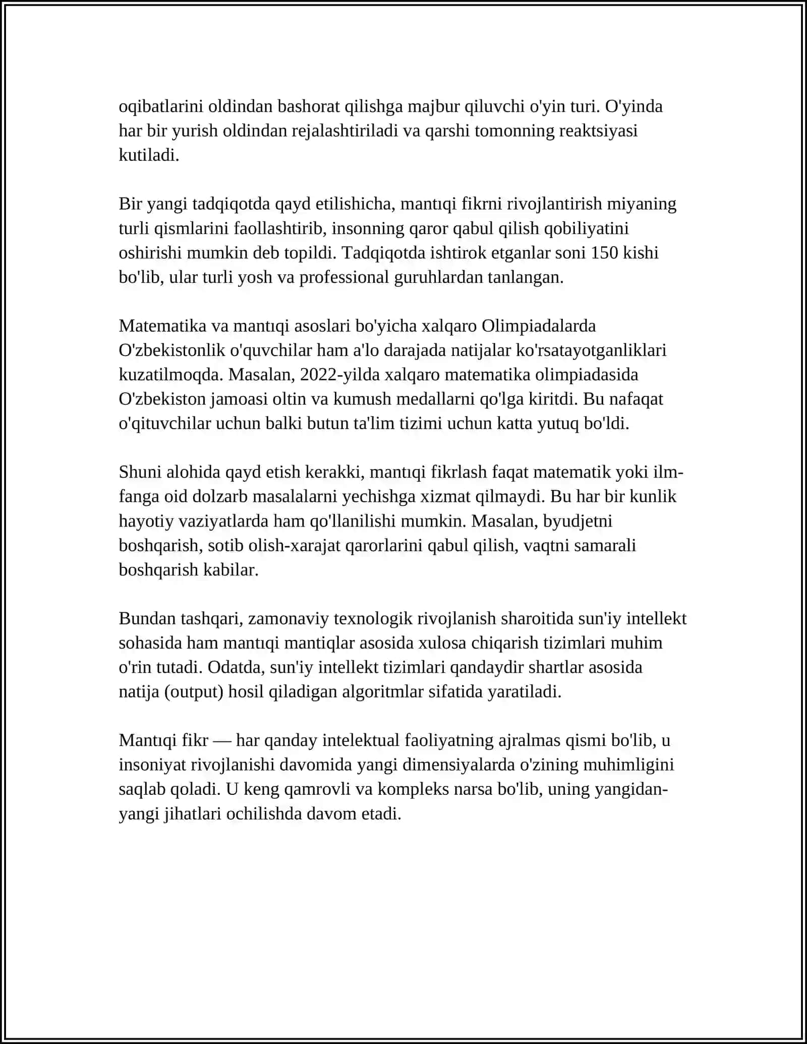 MANTIQIY FIKRLASHGA OID MA'LUMOTLAR 4