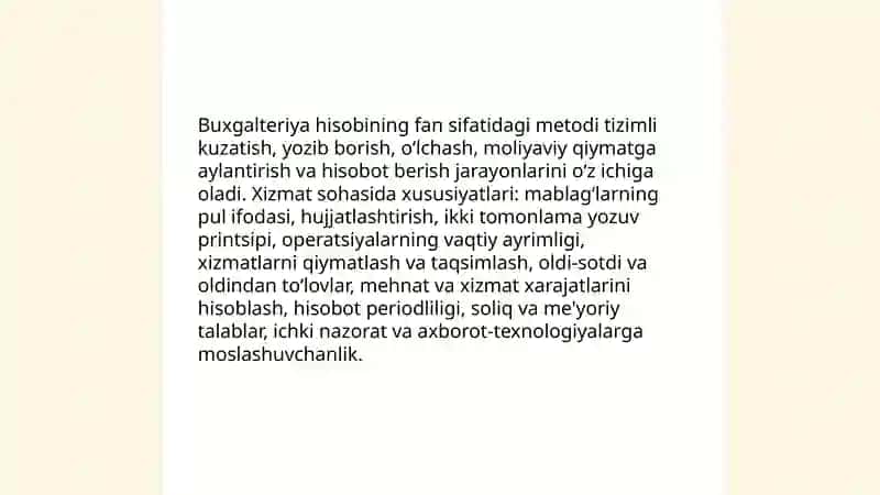Xizmat ko'rsatuvchi subyektlarda buxgalteriya hisobi 4