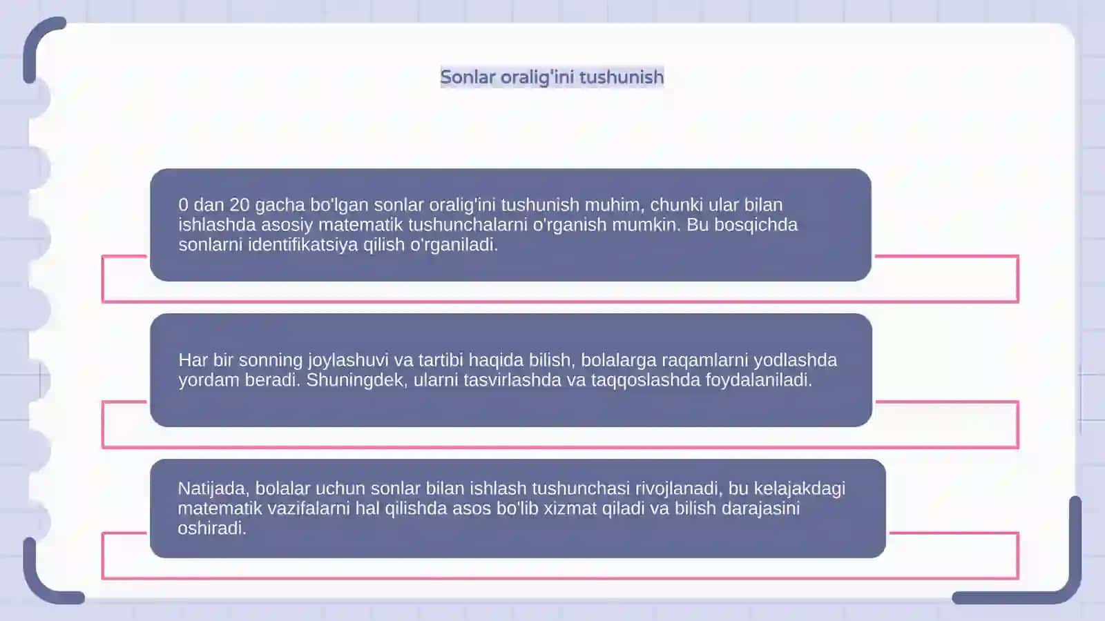 0 dan boshlab 20 gacha bo'lgan sonlar ustida ishlash 4
