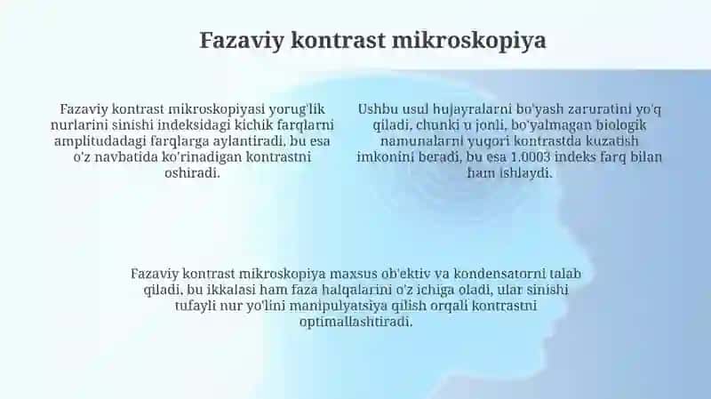 Zamonaviy mikroskoplar:Yorug' va qorong'u maydonli fazakontrast 4