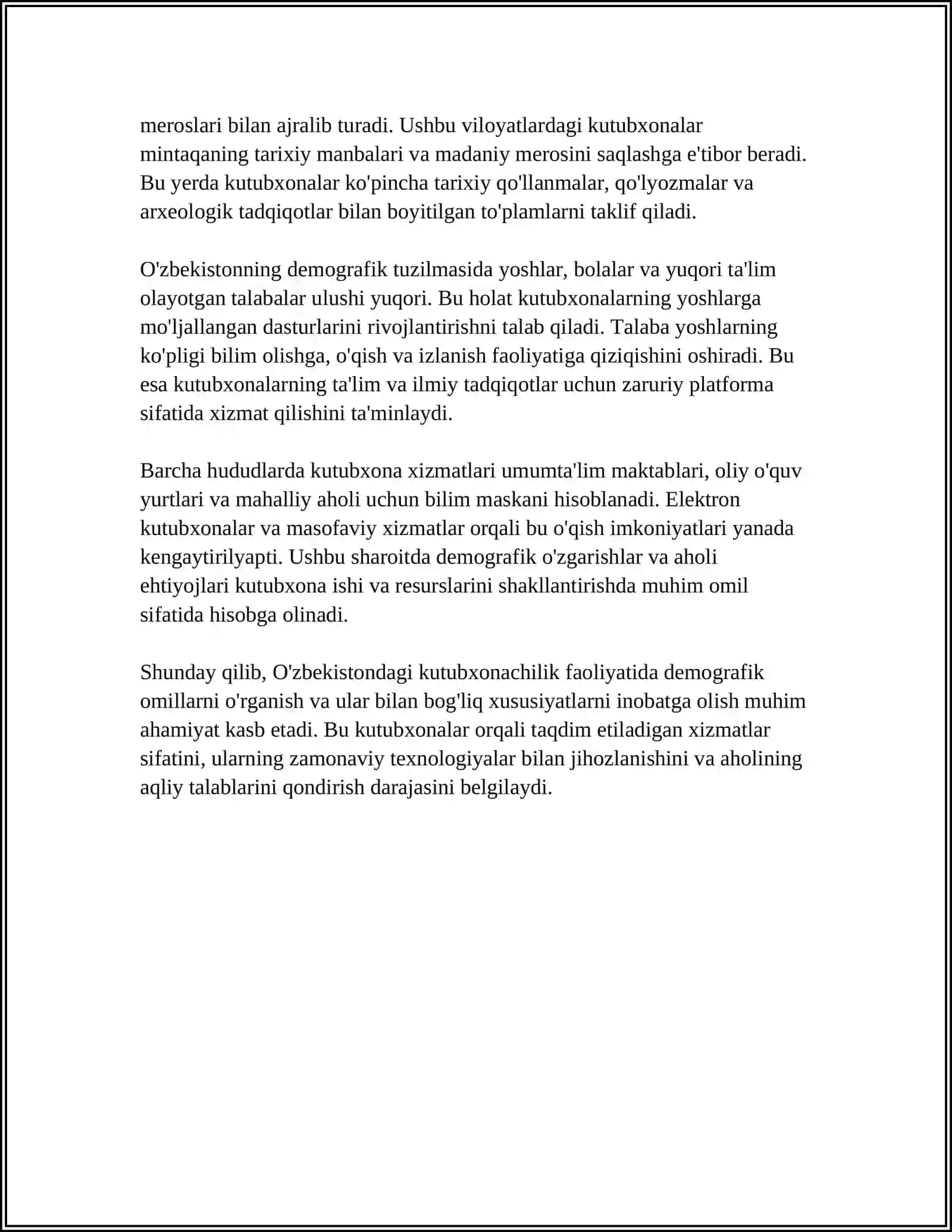 O'ZBEKISTONDA KUTUBXONACHILIK ISHINI TASHKIL ETISHNING XUDUDIY XUSUSYATLARI 4