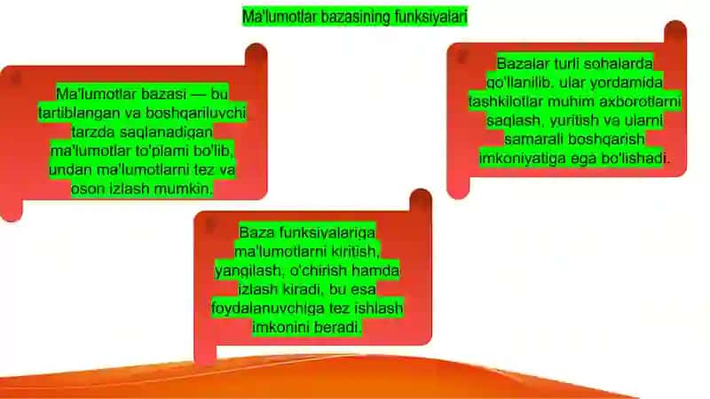 MA’LUMOT BAZASI VA ULARNING TURLARINI O’RGANISH 4