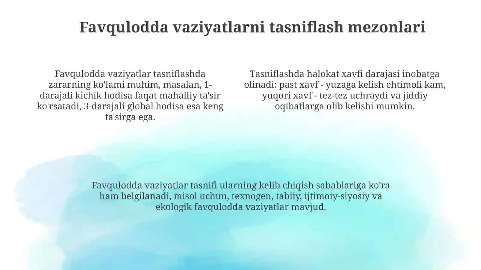 Favqulodda vaziyatlar va ularning tasnifi 4