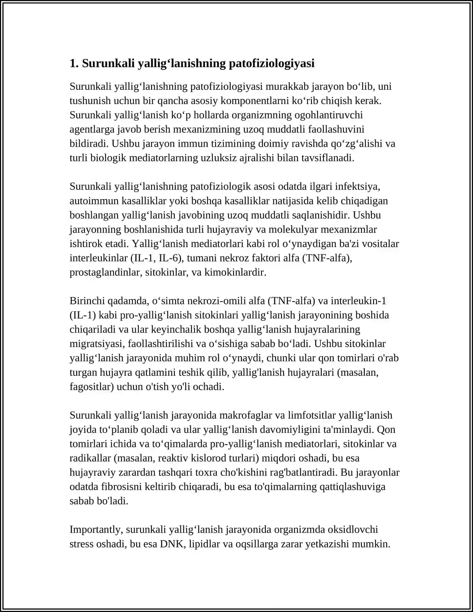 Surunkali yallig'lanishning patofiziologiyasi 4