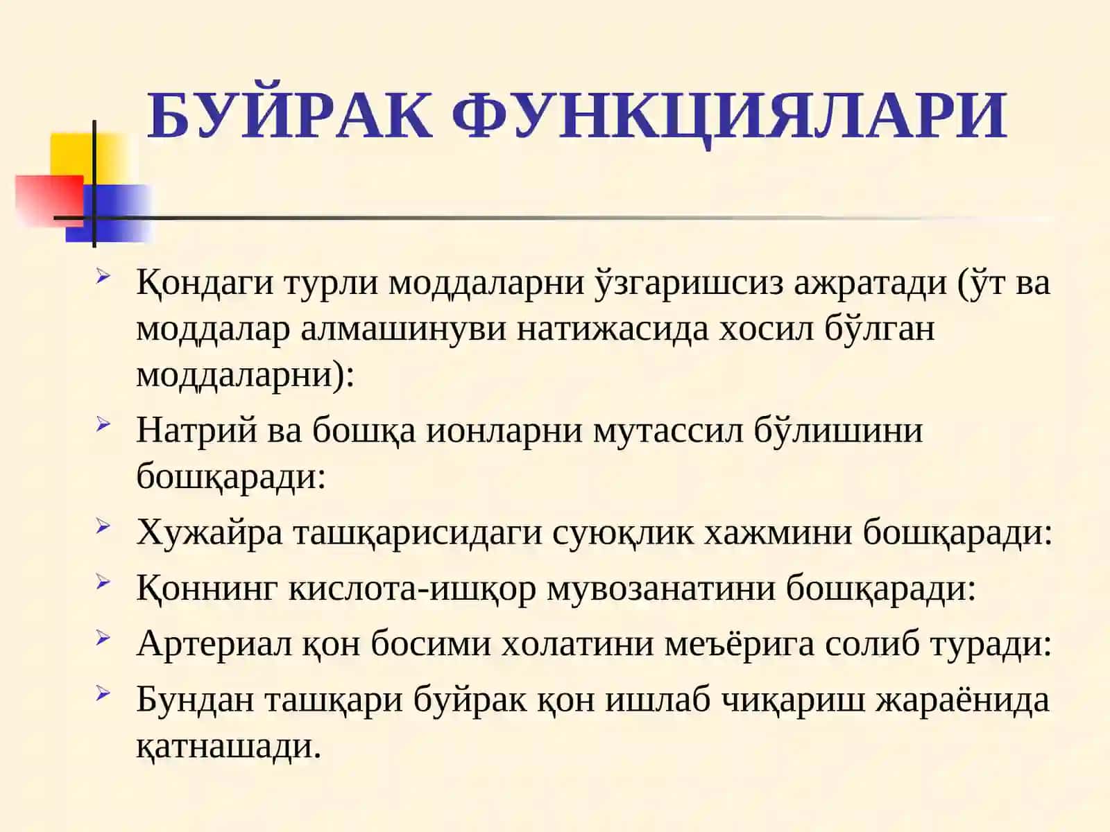 БУЙРАК КАСАЛЛИГИ БИЛАН ОҒРИГАН БЕМОРЛАРНИ ТЕКШИРИШ.СЎРАБ СУРИШТИРИШ ПАЛПАЦИЯ, ПЕРКУССИЯ, АУСКУЛТАЦИЯ 4