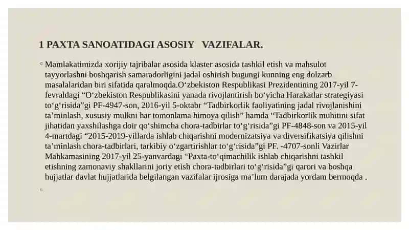 Paxta yetishtirishning iqtisodiy samaradorligi va uni oshirish yo‘llari 4