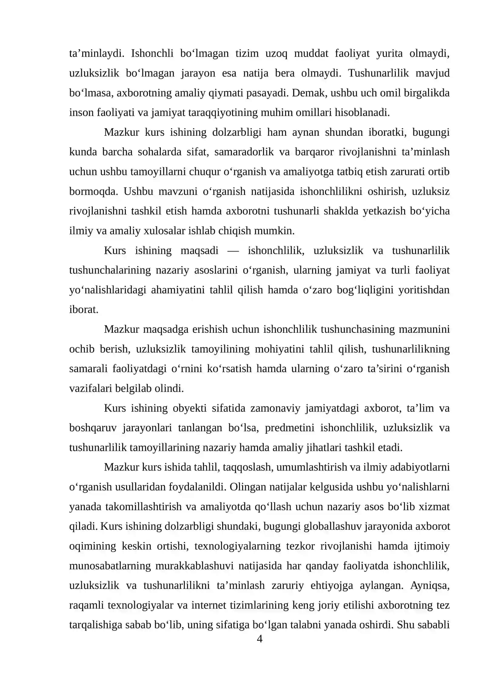 ISHONCHLILIK. UZLUKSIZLIK. TUSHUNARLILIK 4