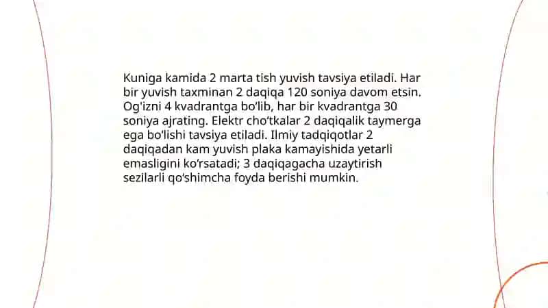 Tishni to’g’ri yuvish qoidasi olimlar tadqiqoti bo’yicha 4