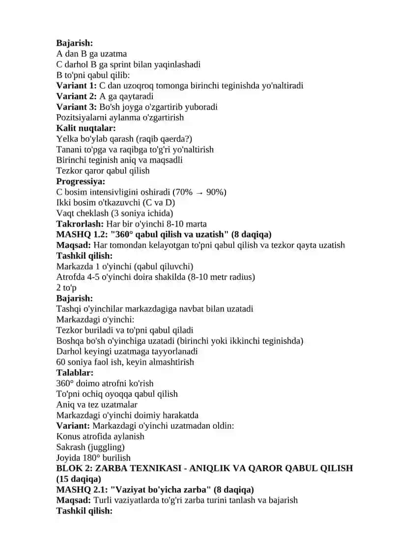 Kompleks texnik-taktik mashg'ulot 4