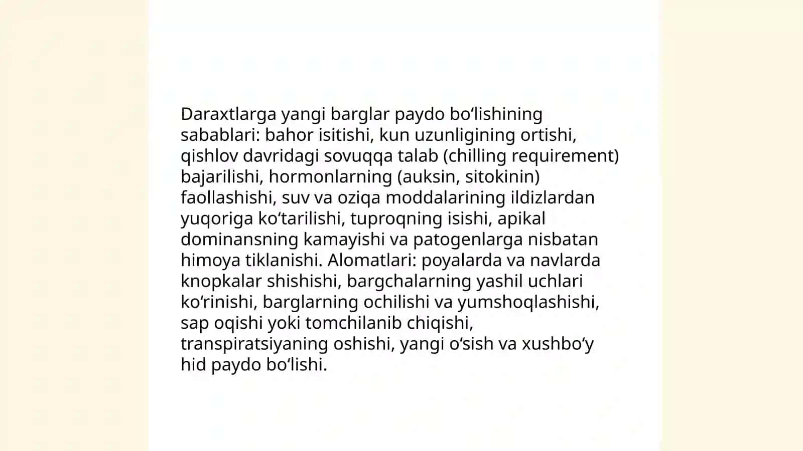 Bahorda daraxtlarni uygʻonishi hayvonlar va hashorotlar haqida suhbat oʻtkazish 4