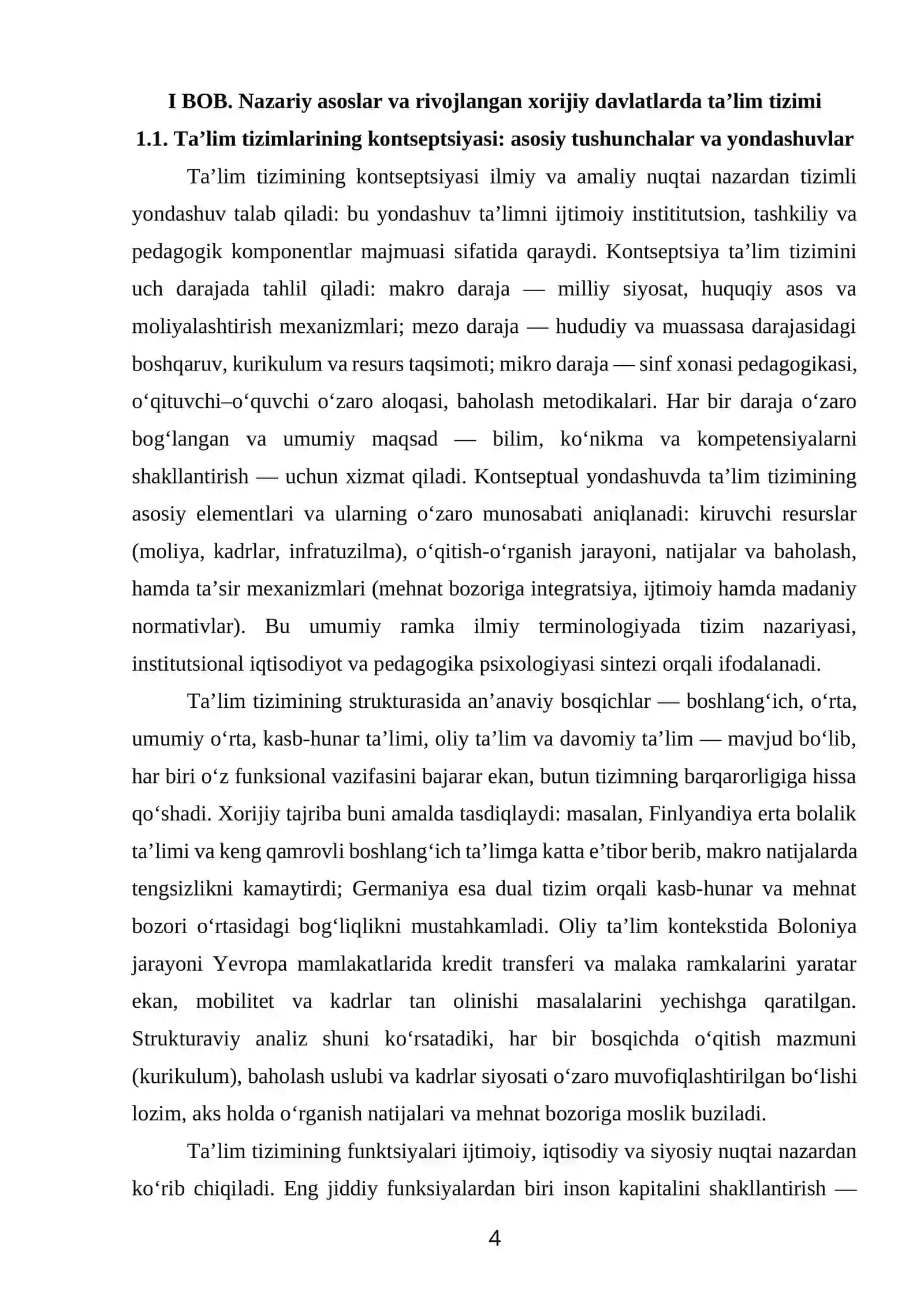 “IQTISODIY RIVOJLANGAN XORIJIY DAVLATLARDA TAʼLIM TIZIMI” MAVZUSIDAGI KURS ISHI 4