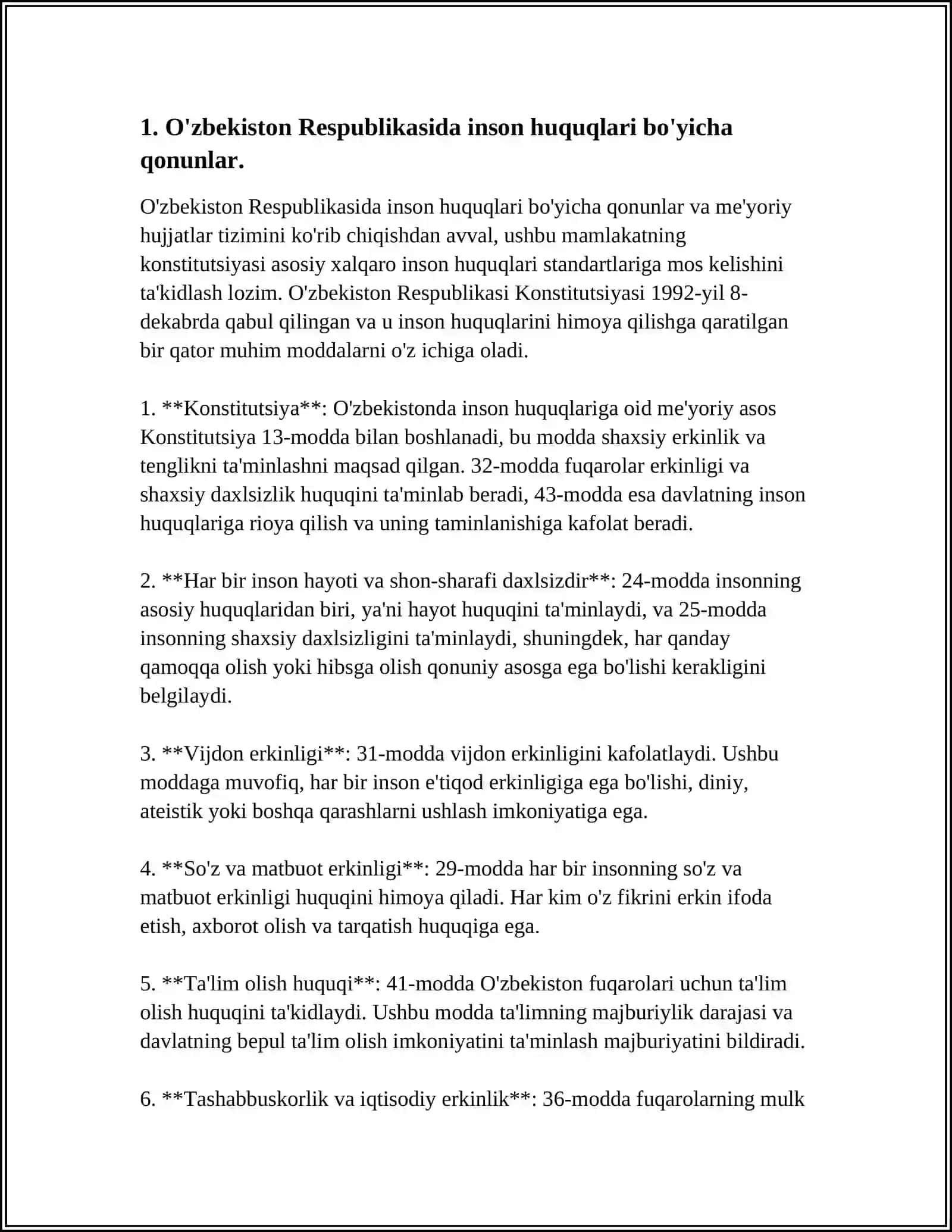 O'zbekistonda inson huquqlari va erkinkliklari kafolatinin yaratilishi 4