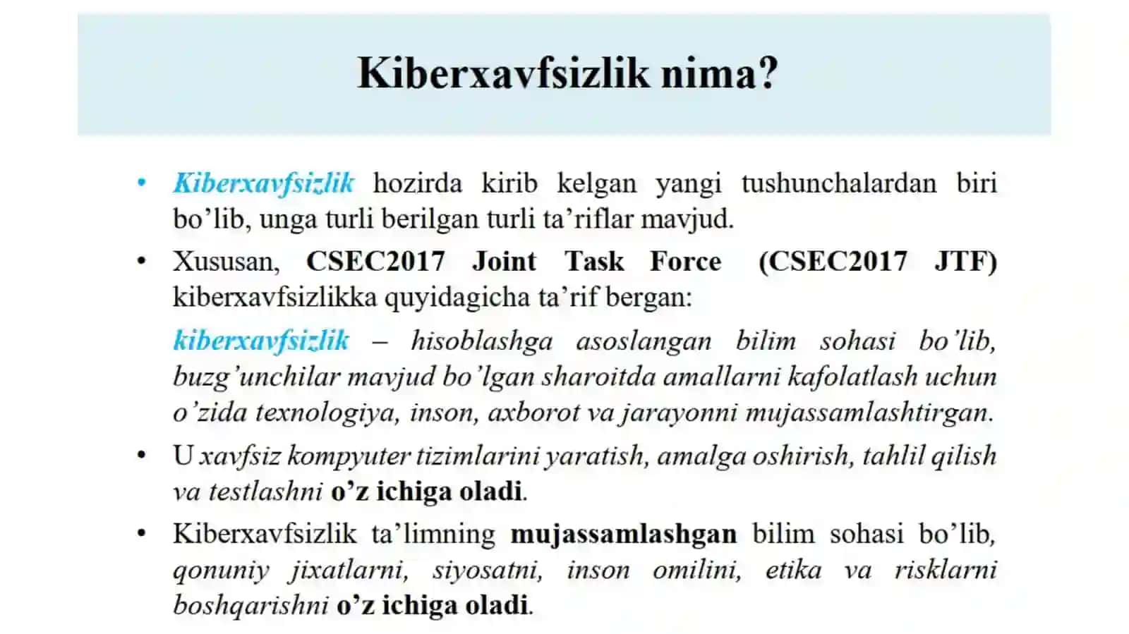 Kiberxavfsizlik asoslari faniga kirish 4