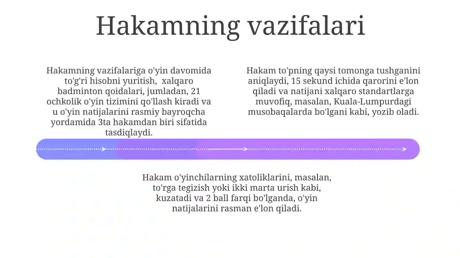 Badminton o'yin qoidalari va hakamlik qilish 4