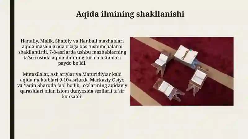 Qur'on, Hadis, Fiqh, Aqida ilmlarining shakllanish tarixi 4