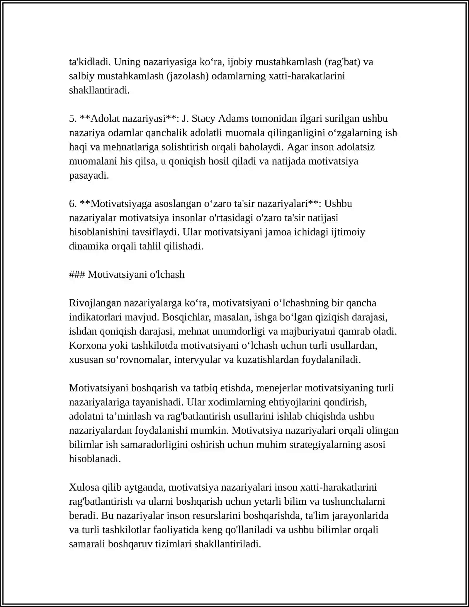 REFERAT: MOTIVATSIYA NAZARIYALARI 4