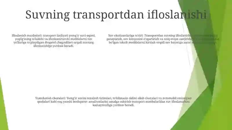 Muhit Ifloslanishida Transportning O'Rni 4