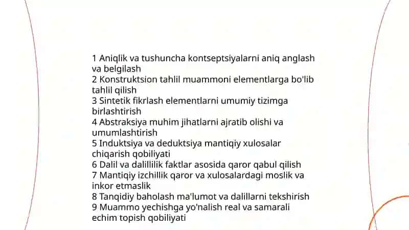 Mantiqiy fikrlashning omillari, talab va mezonlari 4