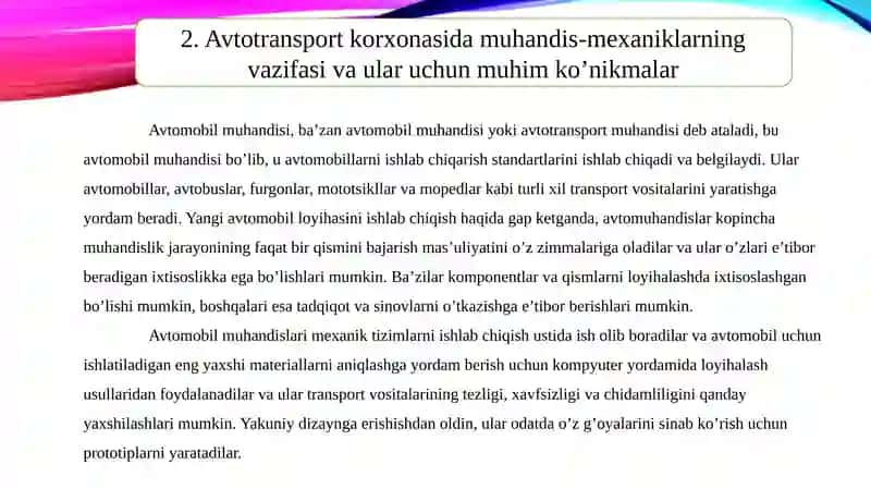 Avtotransport muhandis-mеxanikiga qo’yilayotgan talabni o’rganish 4