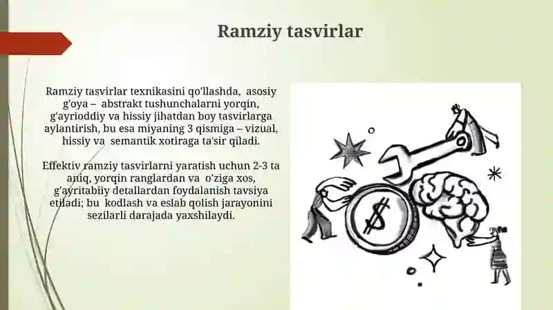 Xotirani kuchaytirish yoʻllari mnemotexnika 4