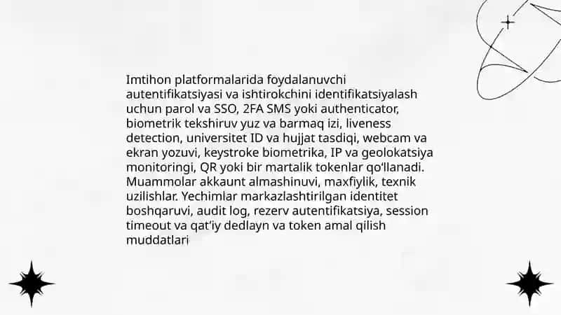 Nazorat sinovlari (test, topshiriqlar, loyihalar va boshqalar bilan ishlash) 4