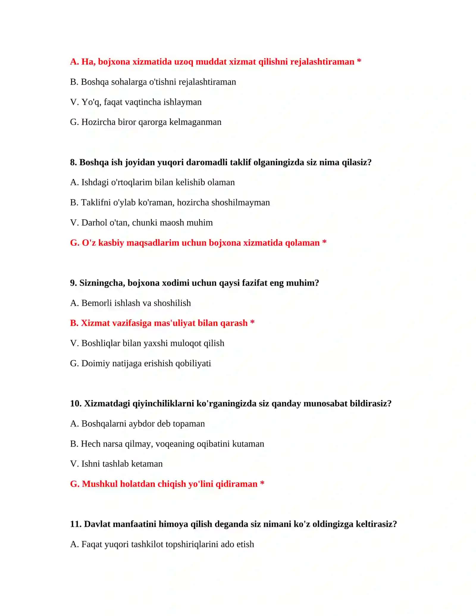 BOJXONA AKADEMIYASI PSIXOLOGIK SINOV SAVOLLARI 4
