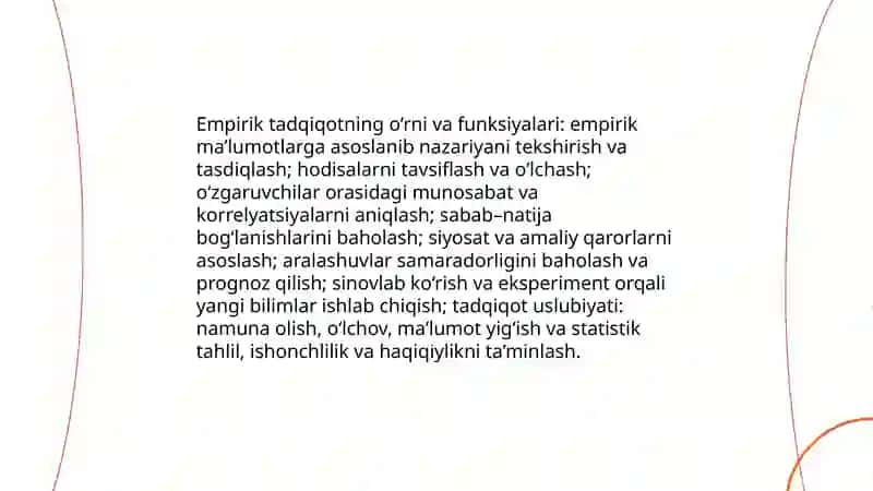 Tadqiqotning empirik darajasining mohiyati 4