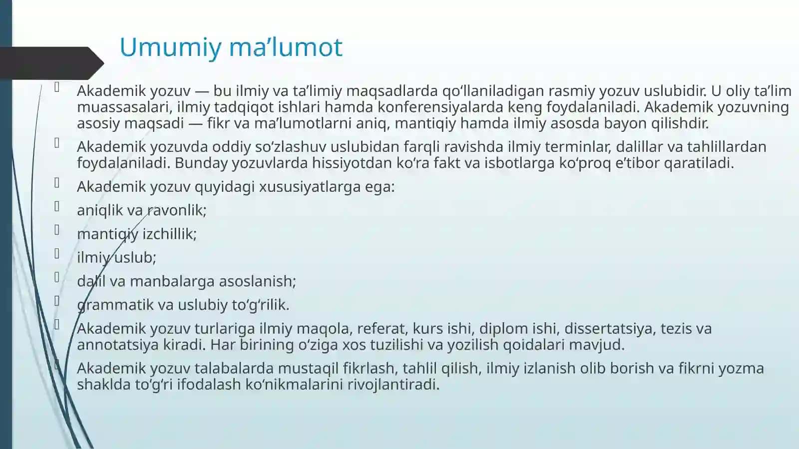 Akademik yozuv turlari 4