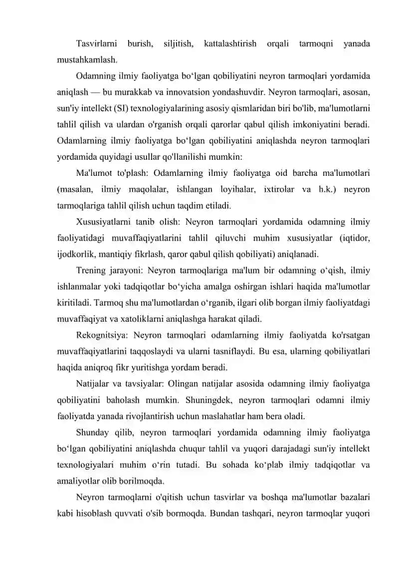 NEYRON TARMOQLAR ASOSLARI MNIST RAQAMLARINI TANIB OLISH 4