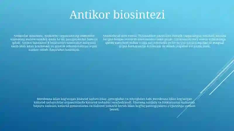 Antitanalar. Ularning Biosintezi. Membrana Bilan Bog' Langan Oqsillar 4
